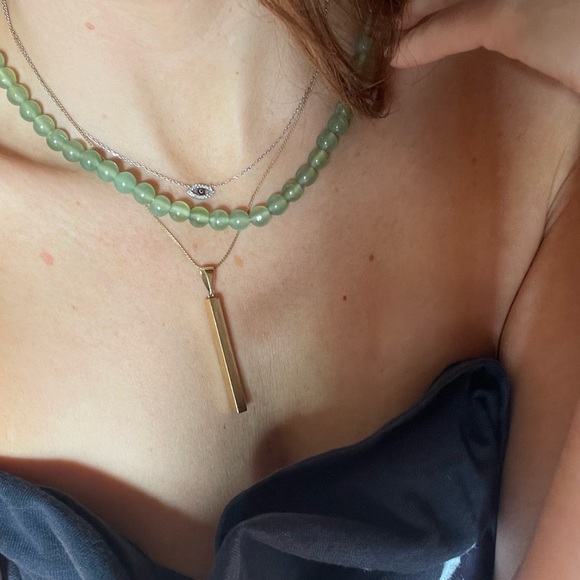 Green handmade jade beaded 15” necklace authentic Chinese - Picture 2 of 5